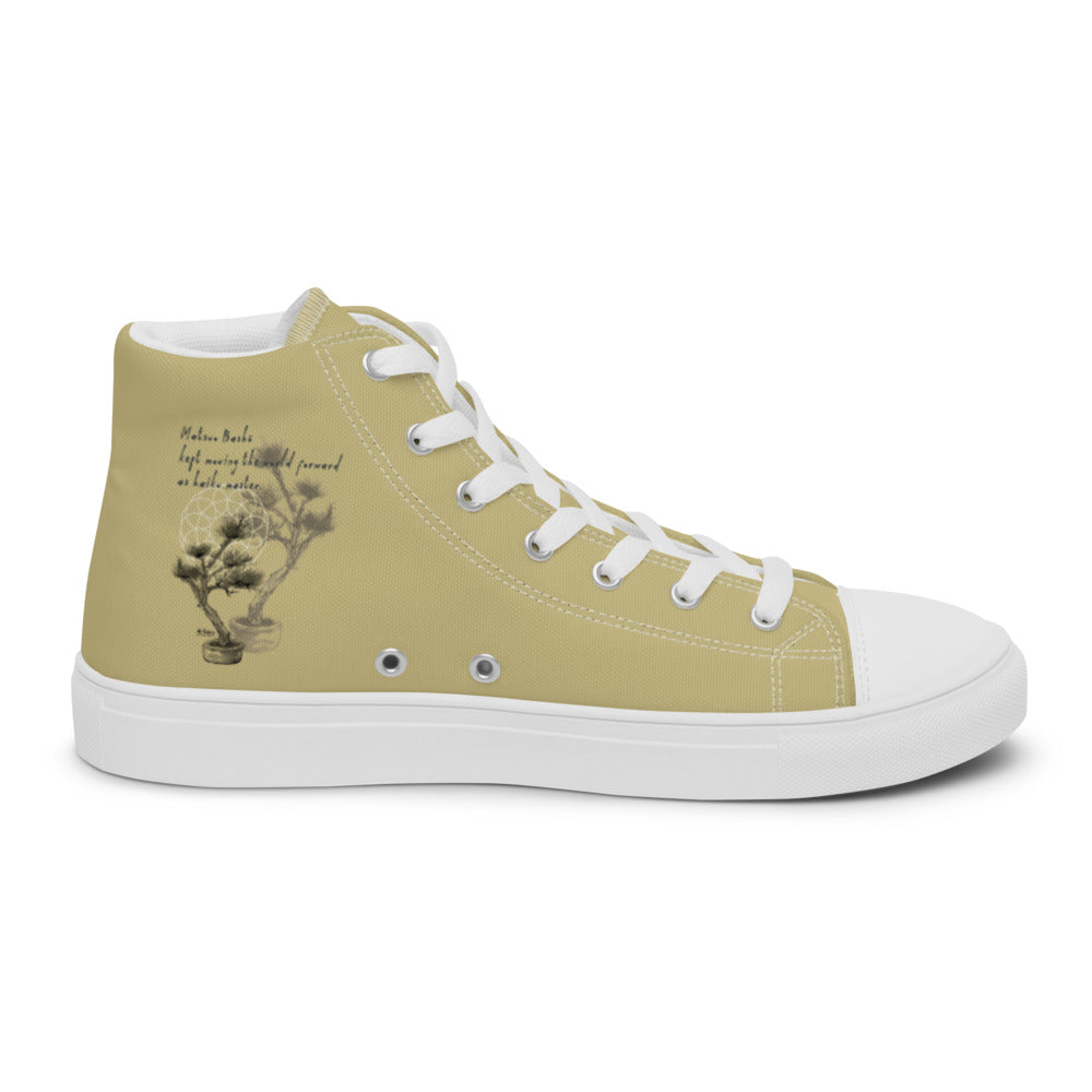 Matsuo Basho Haiku With Bonsai on Women's High Top Canvas Shoes