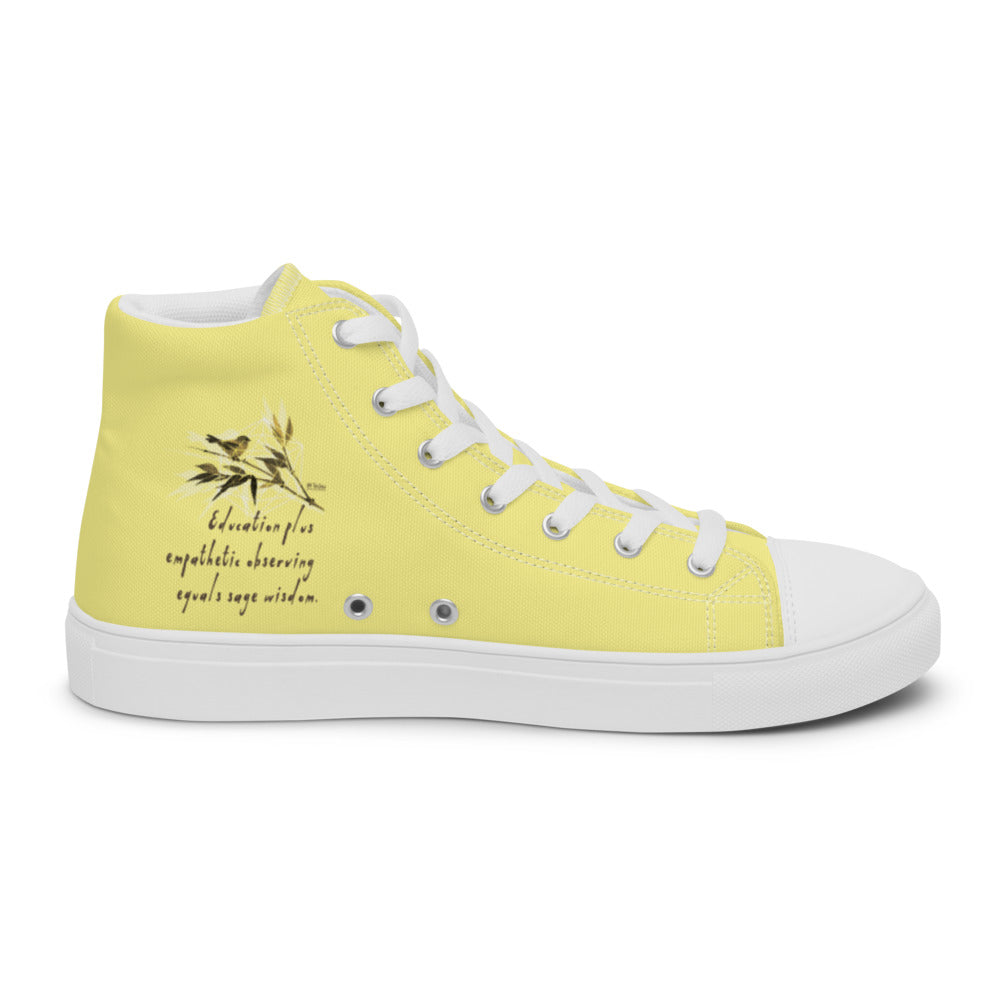 Sage Wisdom Haiku With Sparrow on Women's High Top Canvas Shoes