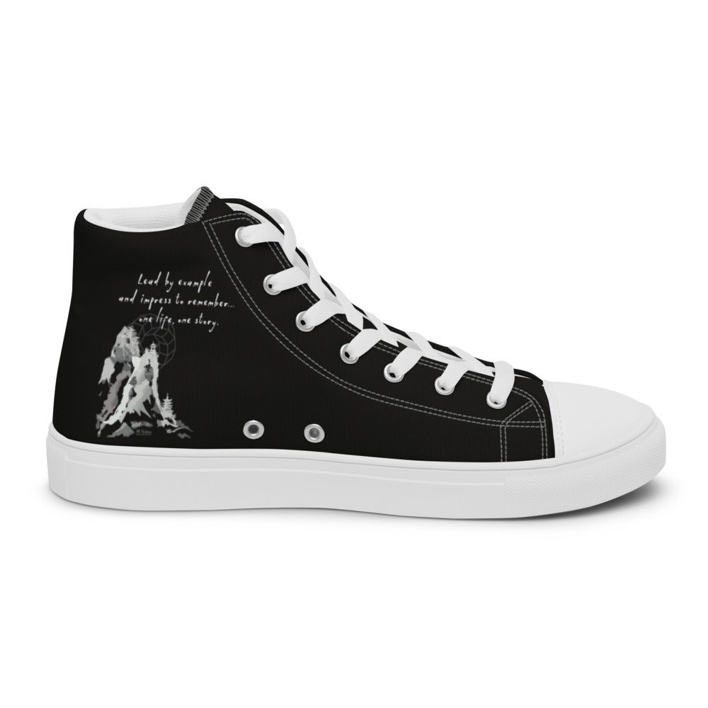 Lead By Example Haiku With Mountain Shrines on Women's High Top Canvas Shoes