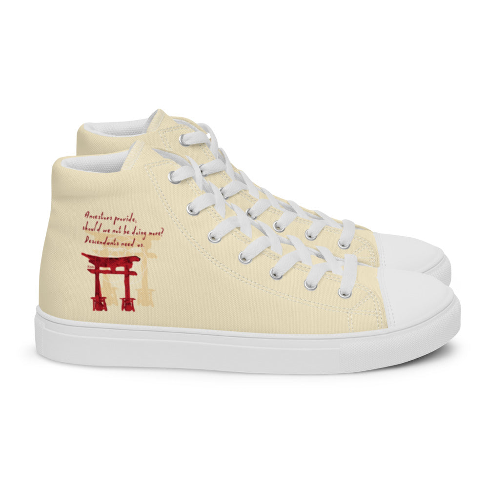 Descendants Need Ancestors Haiku With Pagoda on Women's High Top Canvas Shoes