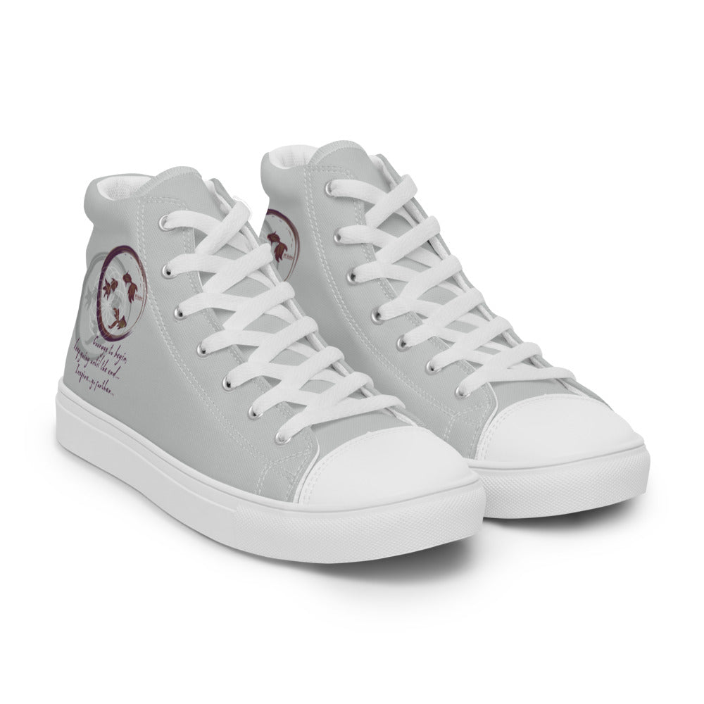 Courage To Begin Haiku With Fish on Women's High Top Canvas Shoes