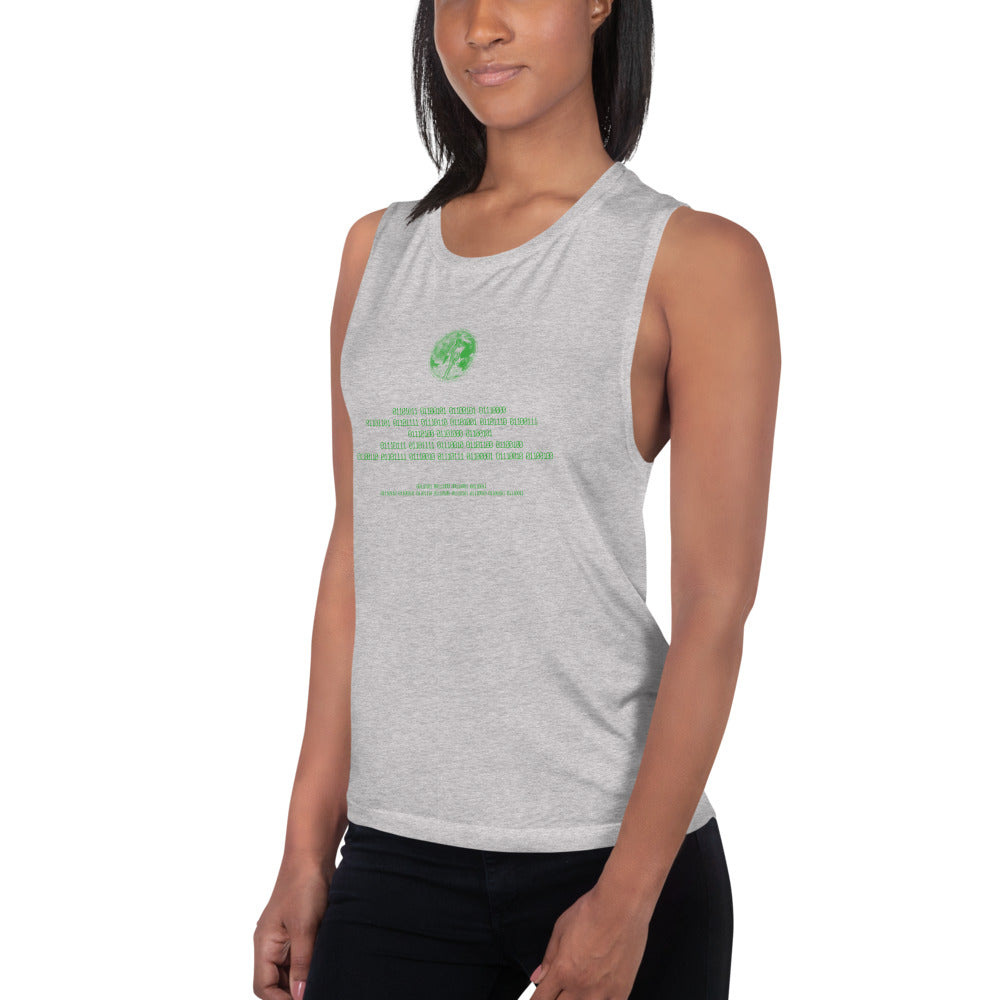 Binary Instructions To Keep Moving The World Forward With Venusian Earth In Green on Women's Muscle Tank Top