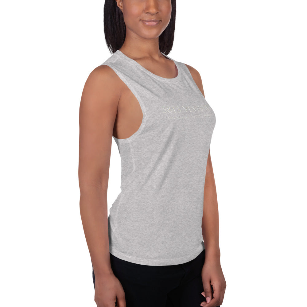 5813 Ventures Logo In Pearl on Women's Muscle Tank Top