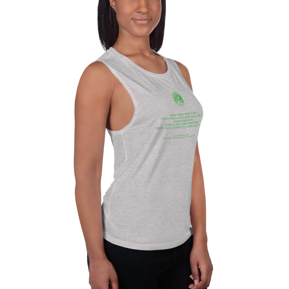 Binary Instructions To Keep Moving The World Forward With Venusian Earth In Green on Women's Muscle Tank Top