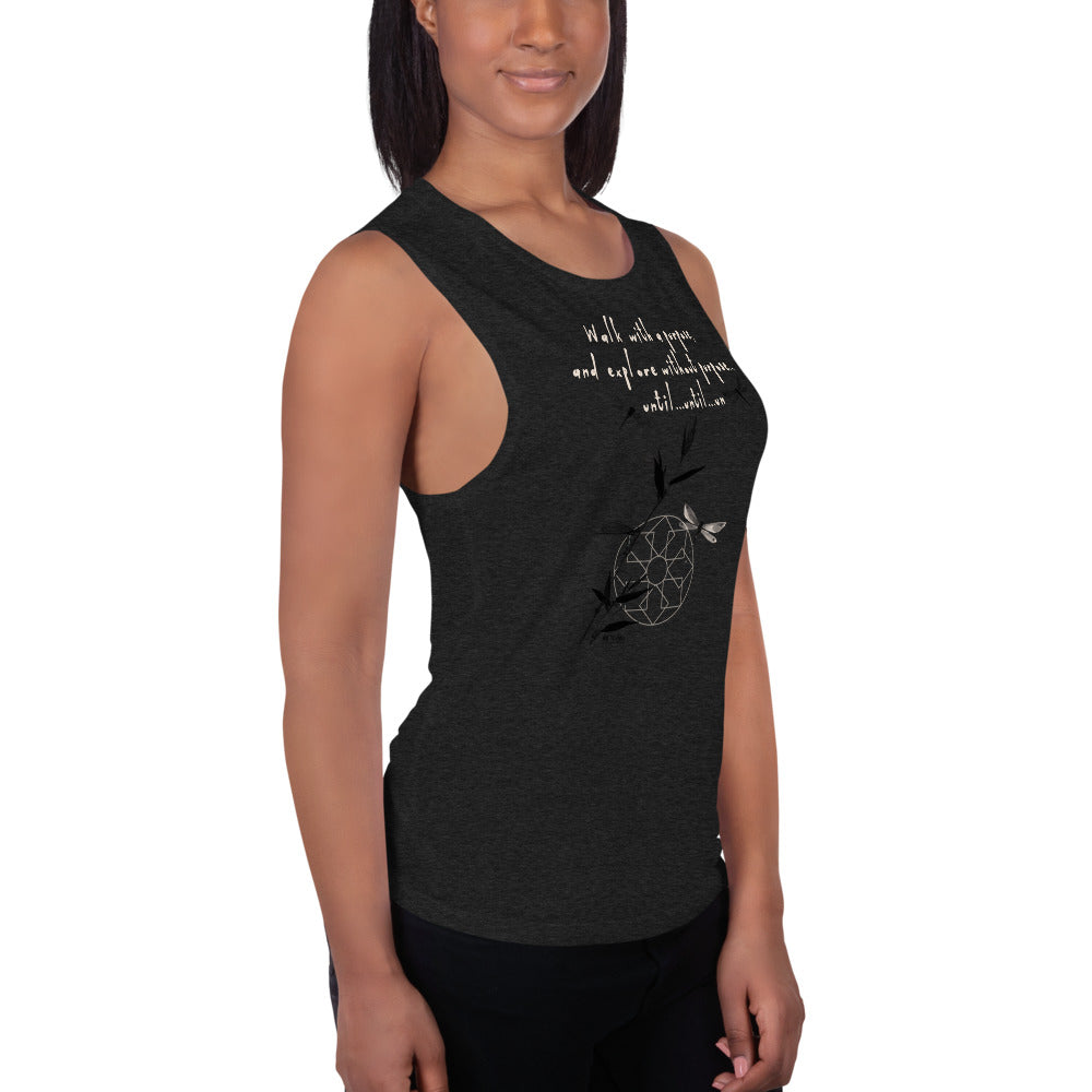 Walk With A Purpose Haiku With Dragonfly on Women's Muscle Tank Top