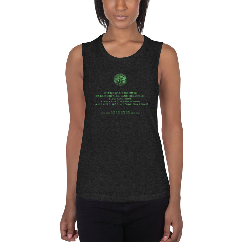 Binary Instructions To Keep Moving The World Forward With Venusian Earth In Green on Women's Muscle Tank Top