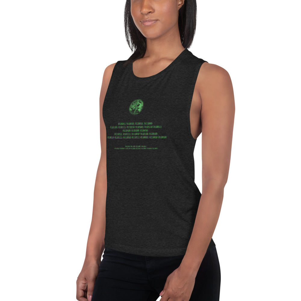 Binary Instructions To Keep Moving The World Forward With Venusian Earth In Green on Women's Muscle Tank Top