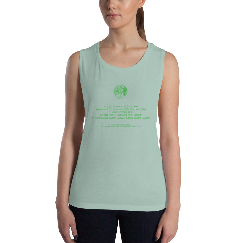 Binary Instructions To Keep Moving The World Forward With Venusian Earth In Green on Women's Muscle Tank Top