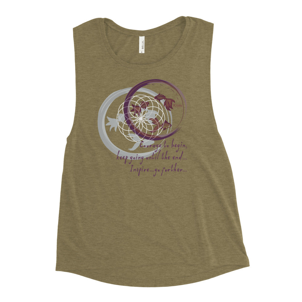 Courage To Begin Haiku With Fish on Women's Muscle Tank Top