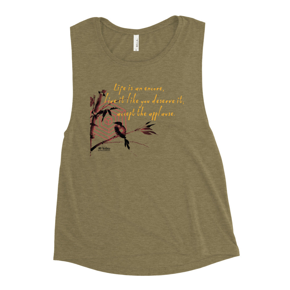 Life Is An Encore Haiku With Wren on Women's Muscle Tank Top