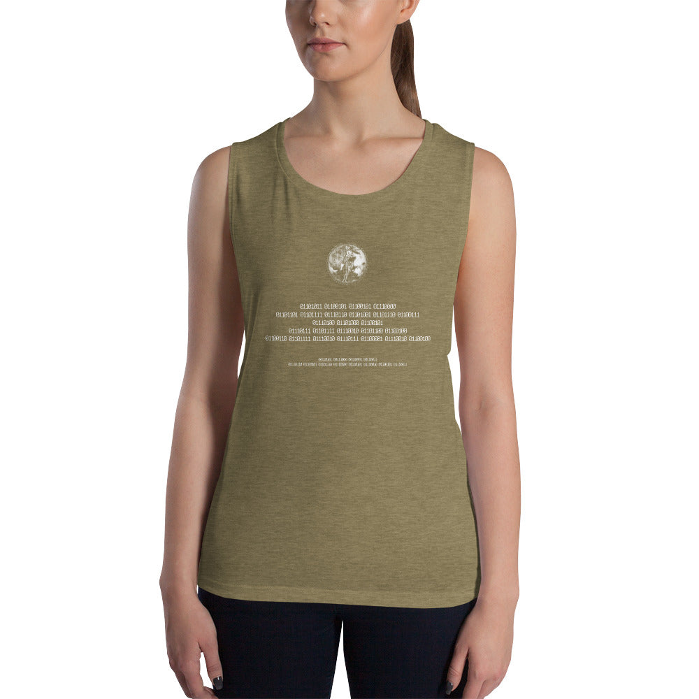 Binary Instructions To Keep Moving The World Forward With Venusian Earth In White on Women's Muscle Tank Top