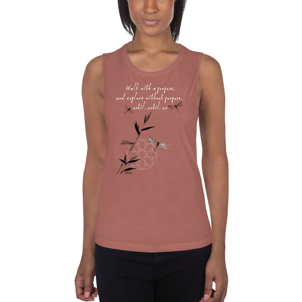 Walk With A Purpose Haiku With Dragonfly on Women's Muscle Tank Top