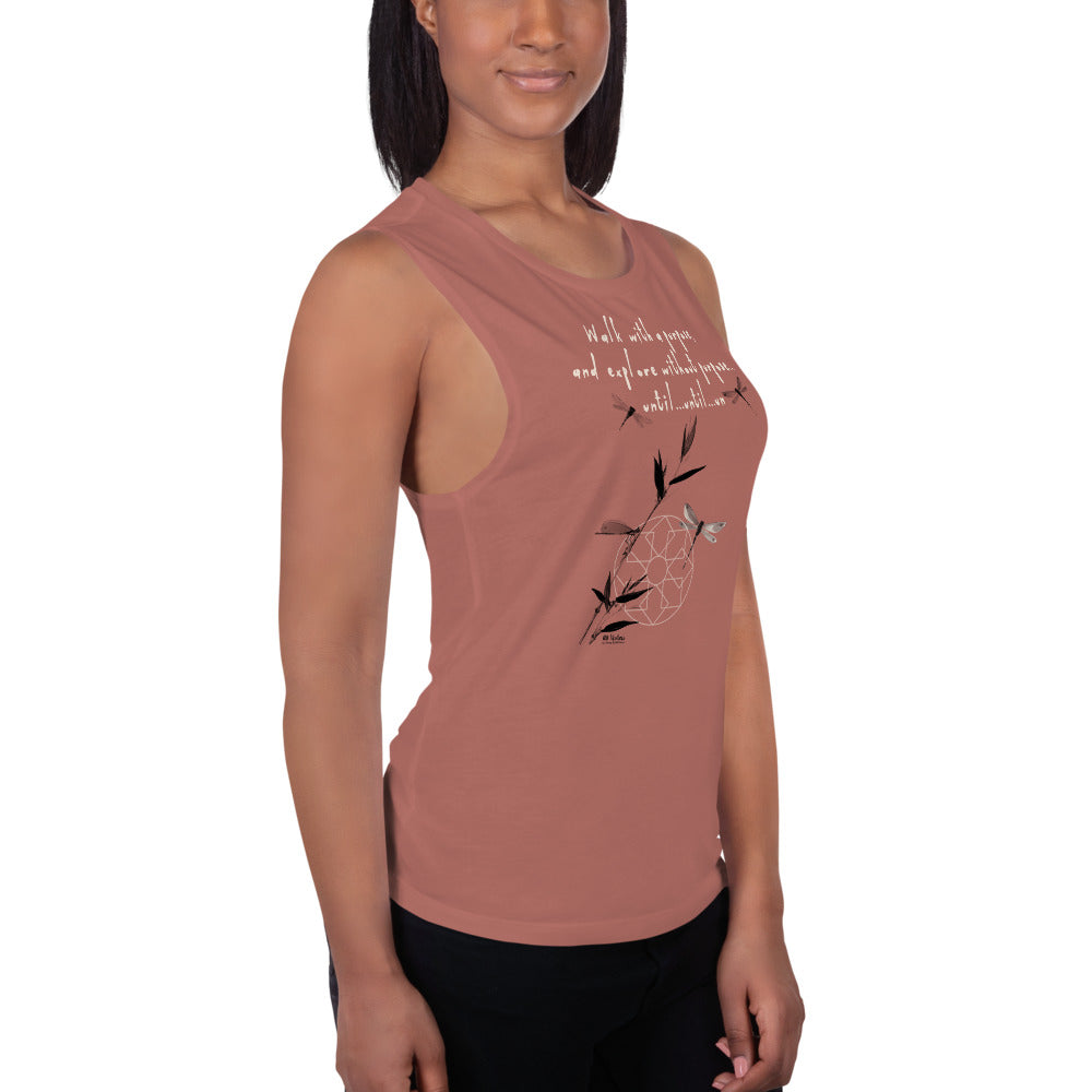 Walk With A Purpose Haiku With Dragonfly on Women's Muscle Tank Top