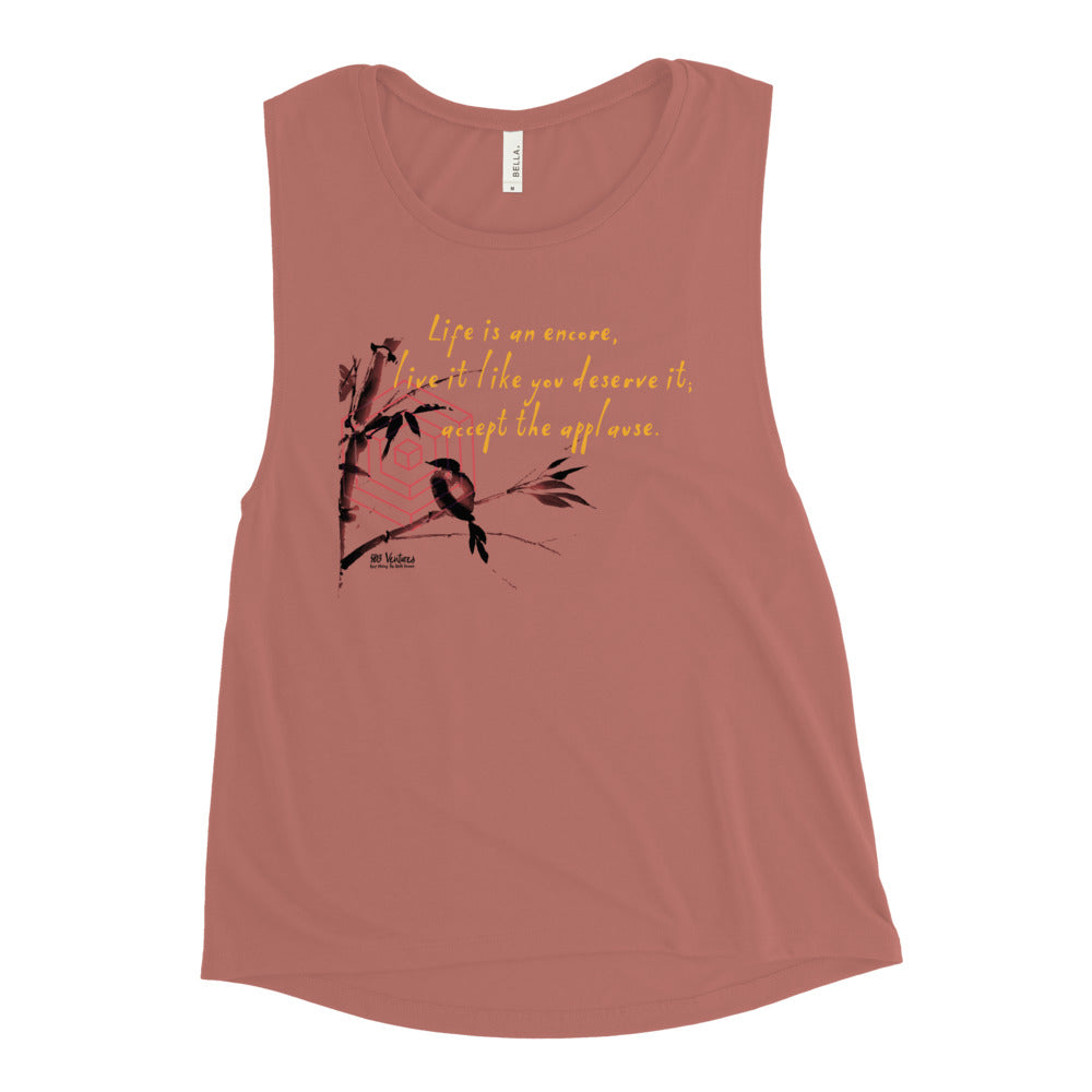 Life Is An Encore Haiku With Wren on Women's Muscle Tank Top