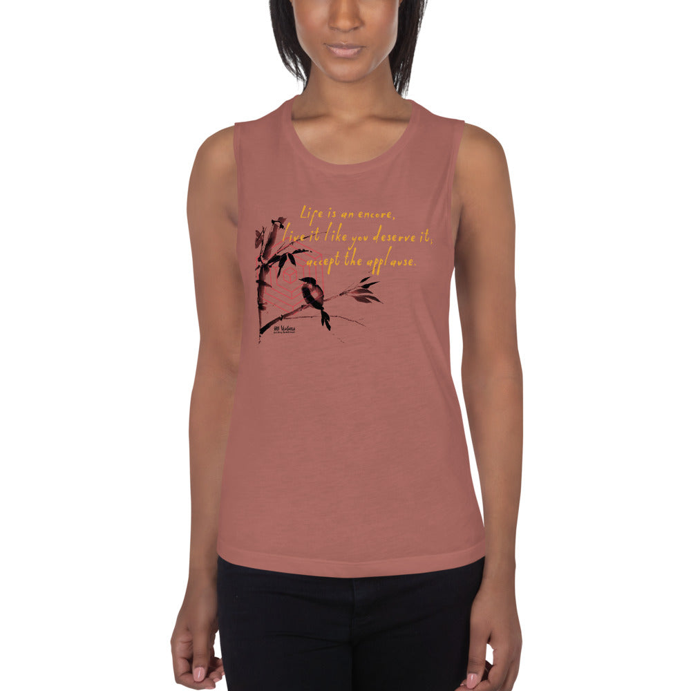 Life Is An Encore Haiku With Wren on Women's Muscle Tank Top