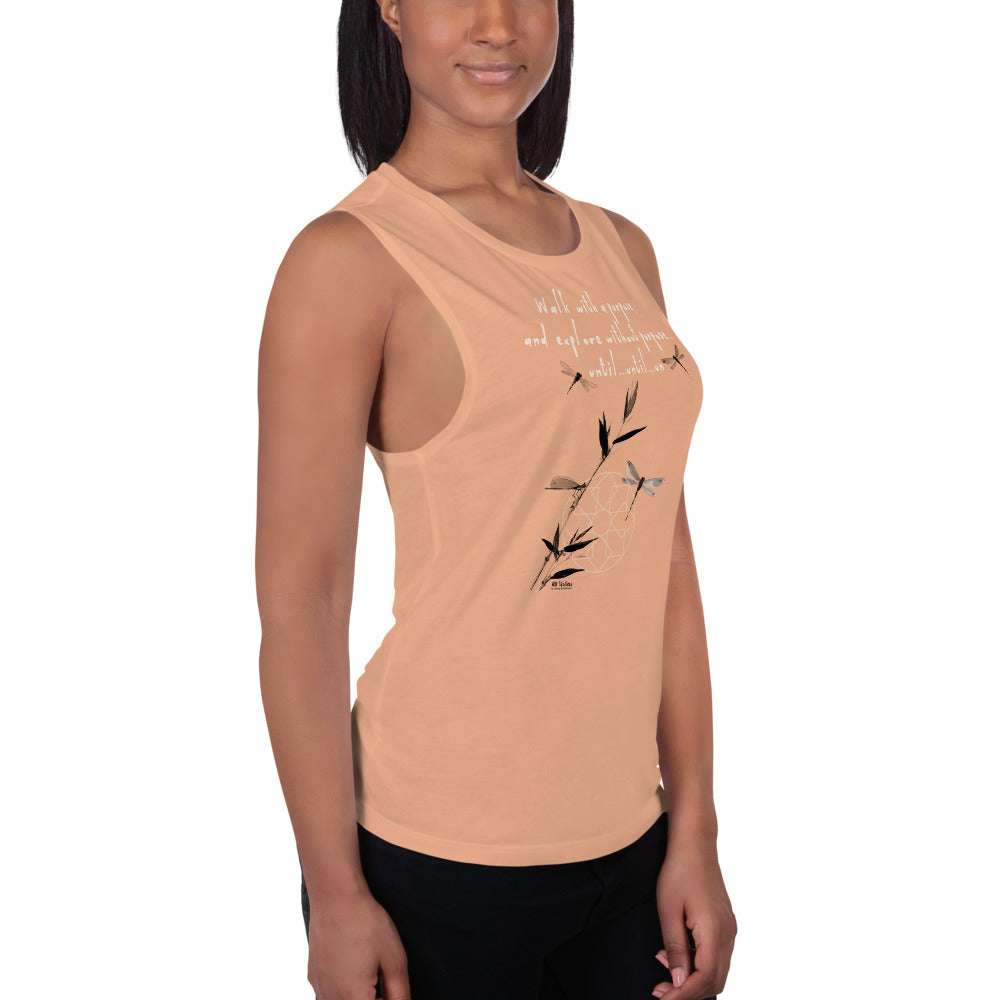 Walk With A Purpose Haiku With Dragonfly on Women's Muscle Tank Top