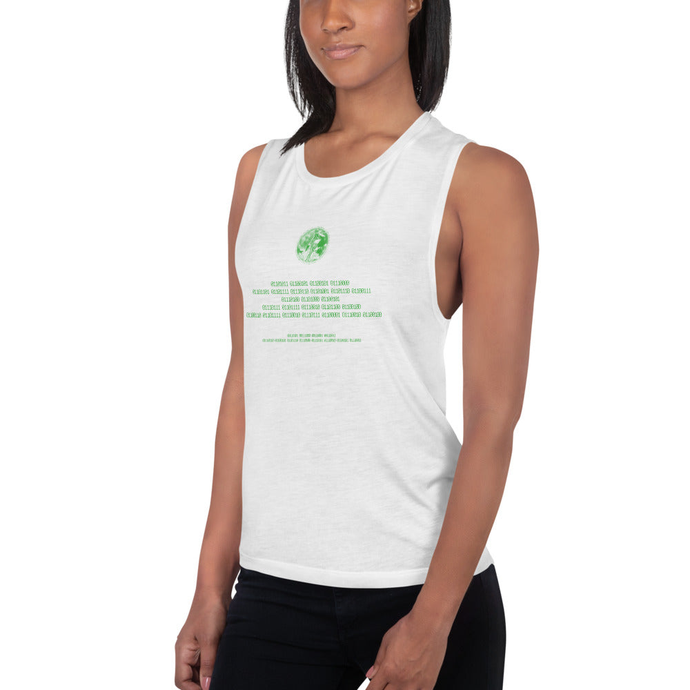 Binary Instructions To Keep Moving The World Forward With Venusian Earth In Green on Women's Muscle Tank Top