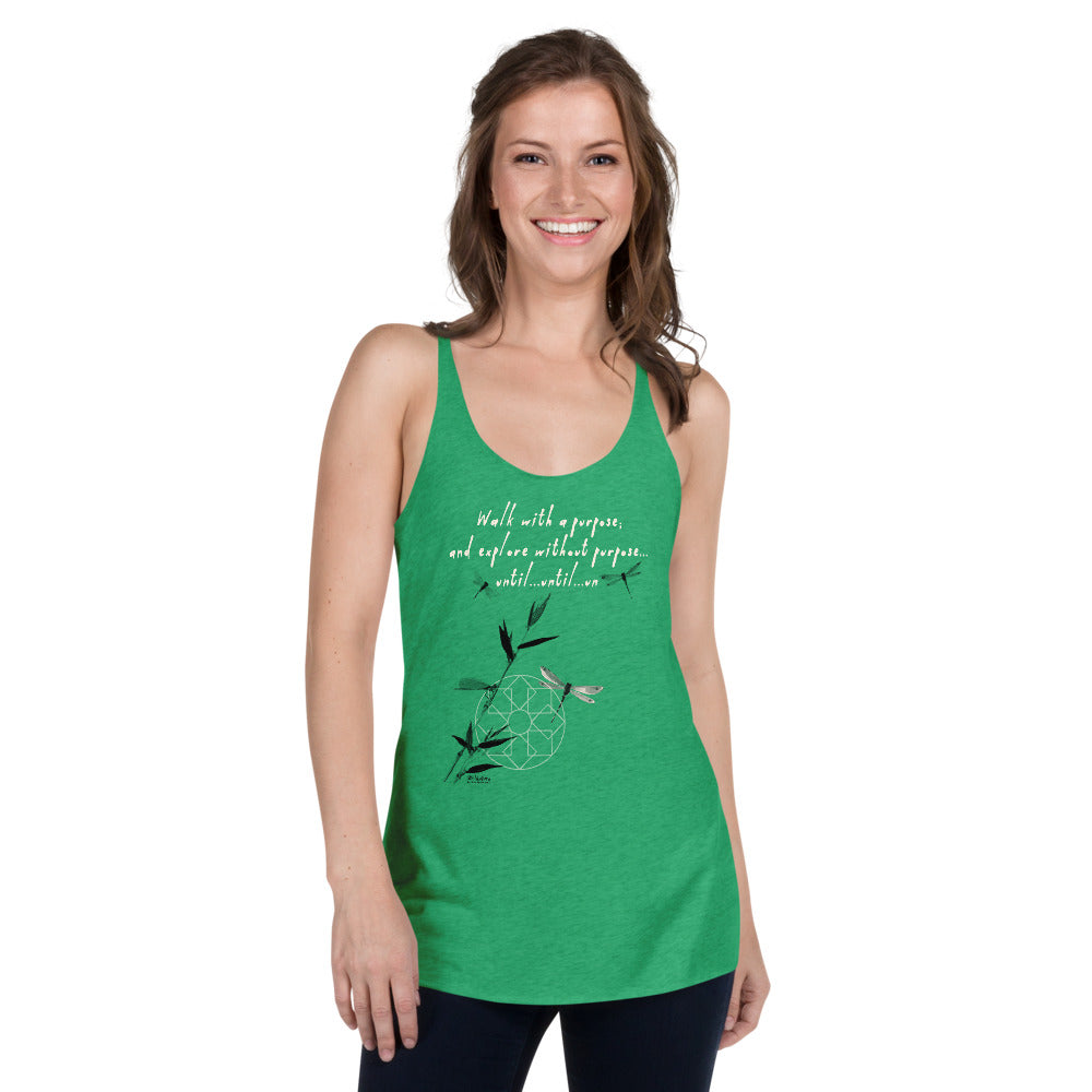 Walk With A Purpose Haiku With Dragonfly on Women's Racerback Tank Top