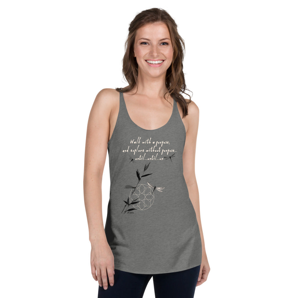 Walk With A Purpose Haiku With Dragonfly on Women's Racerback Tank Top