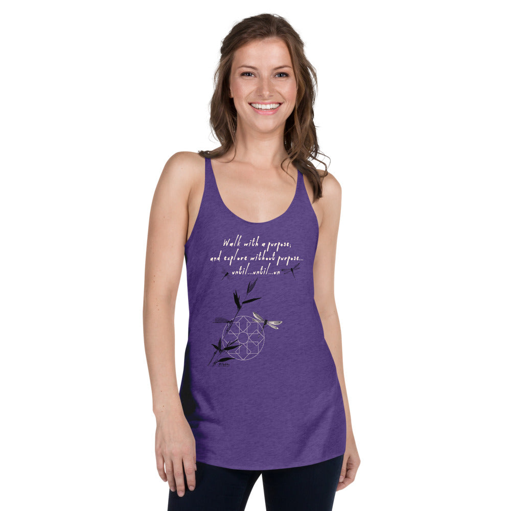 Walk With A Purpose Haiku With Dragonfly on Women's Racerback Tank Top