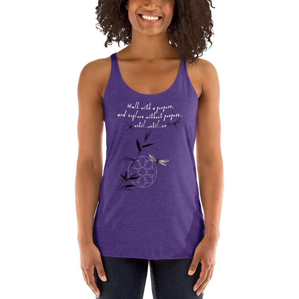 Walk With A Purpose Haiku With Dragonfly on Women's Racerback Tank Top