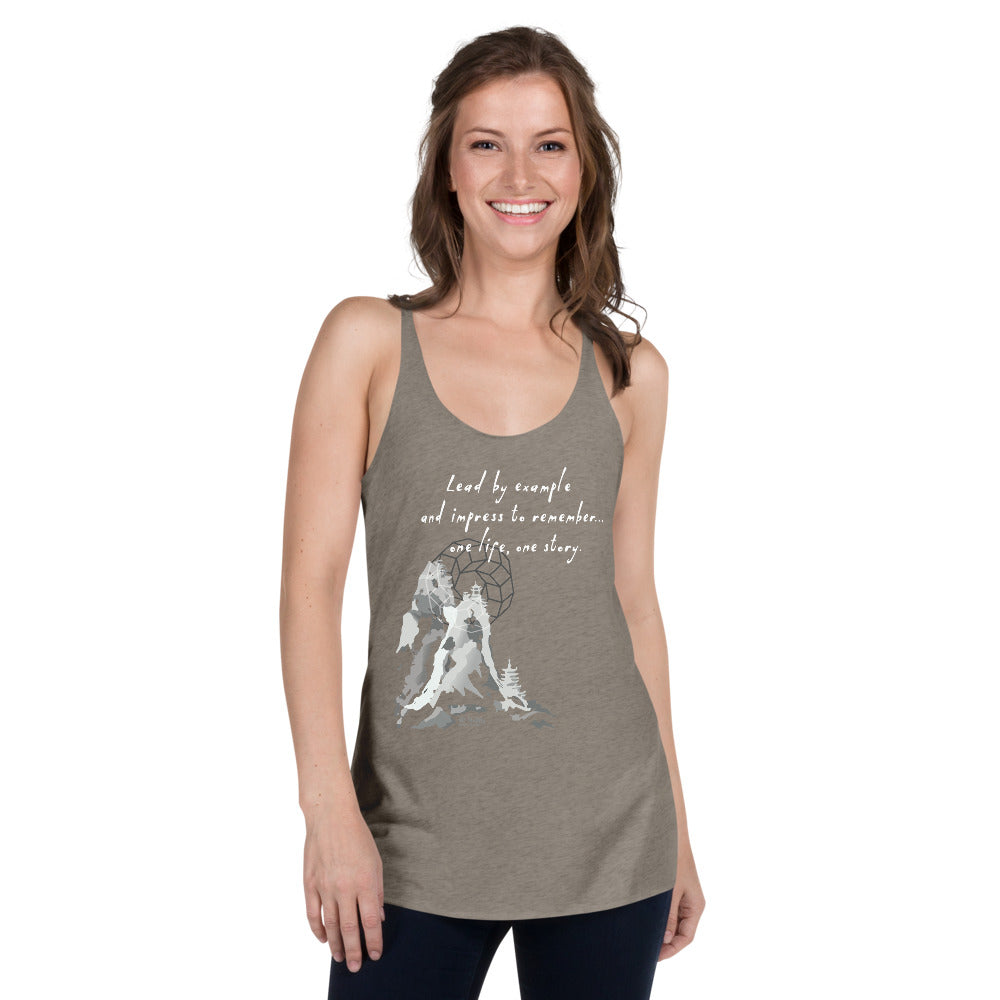 Lead By Example Haiku With Mountain Shrines on Women's Racerback Tank Top