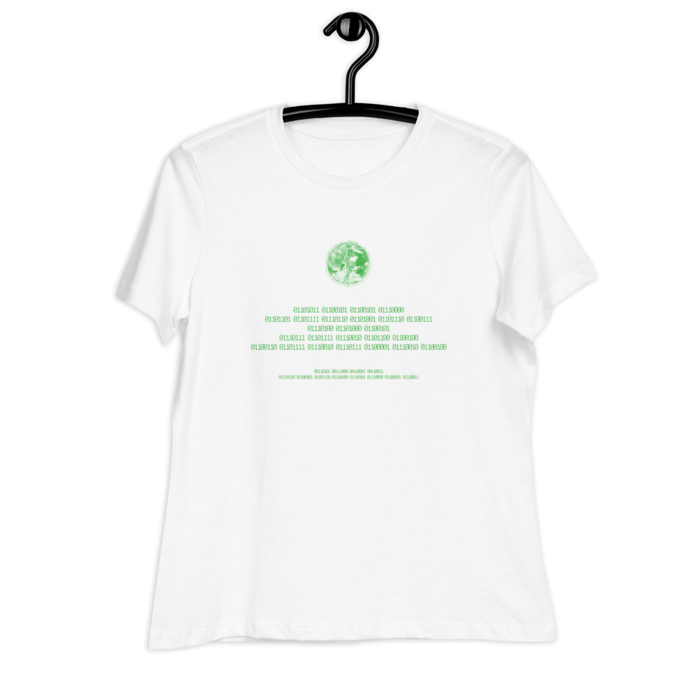 Binary Instructions To Keep Moving The World Forward With Venusian Earth In Green on Women's Relaxed Fit T-Shirt