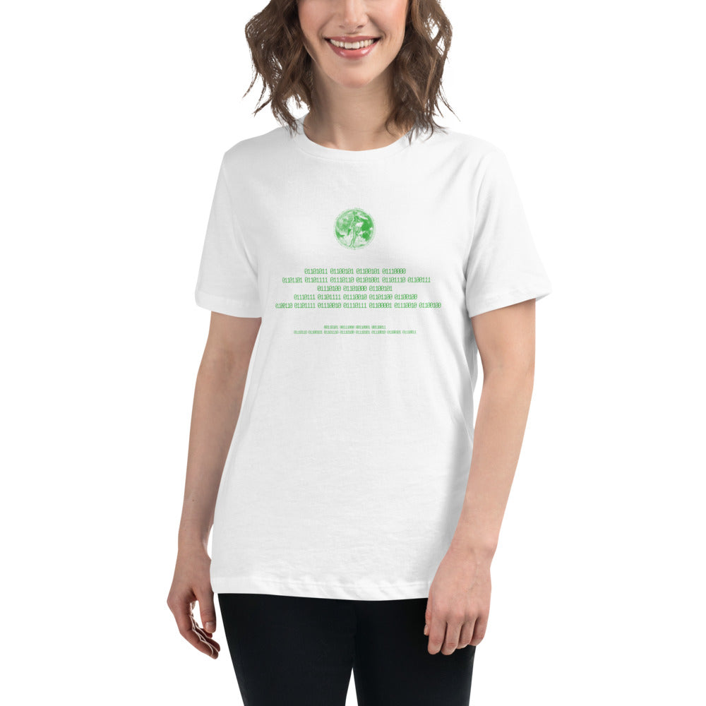 Binary Instructions To Keep Moving The World Forward With Venusian Earth In Green on Women's Relaxed Fit T-Shirt