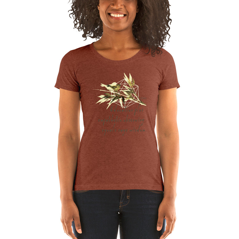 Sage Wisdom Haiku With Sparrow on Women's Tri-Blend Tee Shirt