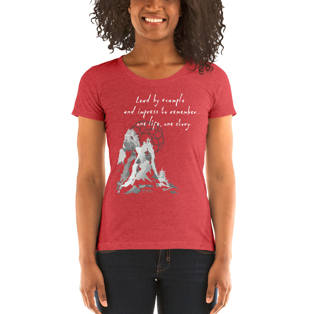 Lead By Example Haiku With Mountain Shrines on Women's Tri-Blend Tee Shirt