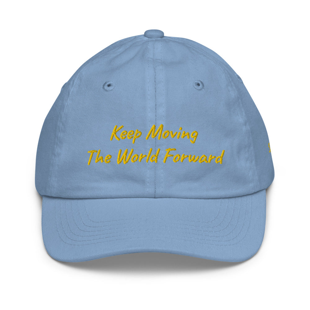 Keep Moving The World Forward In Gold Embroidery on Youth Baseball Cap