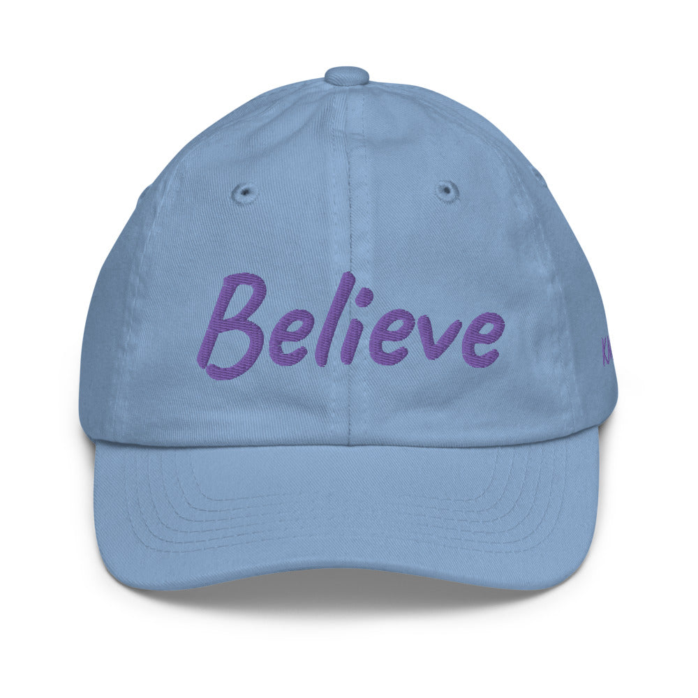 Believe In Amethyst Embroidery on Youth Baseball Cap