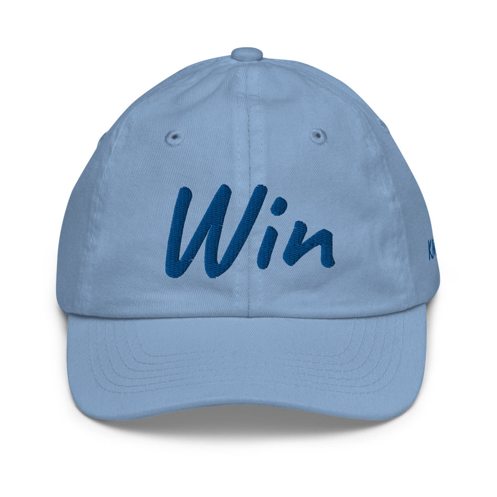 Win In Sapphire Embroidery on Youth Baseball Cap