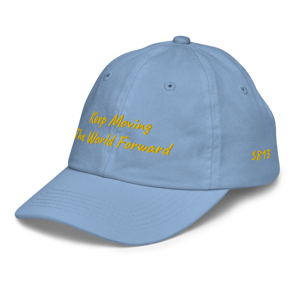 Keep Moving The World Forward In Gold Embroidery on Youth Baseball Cap