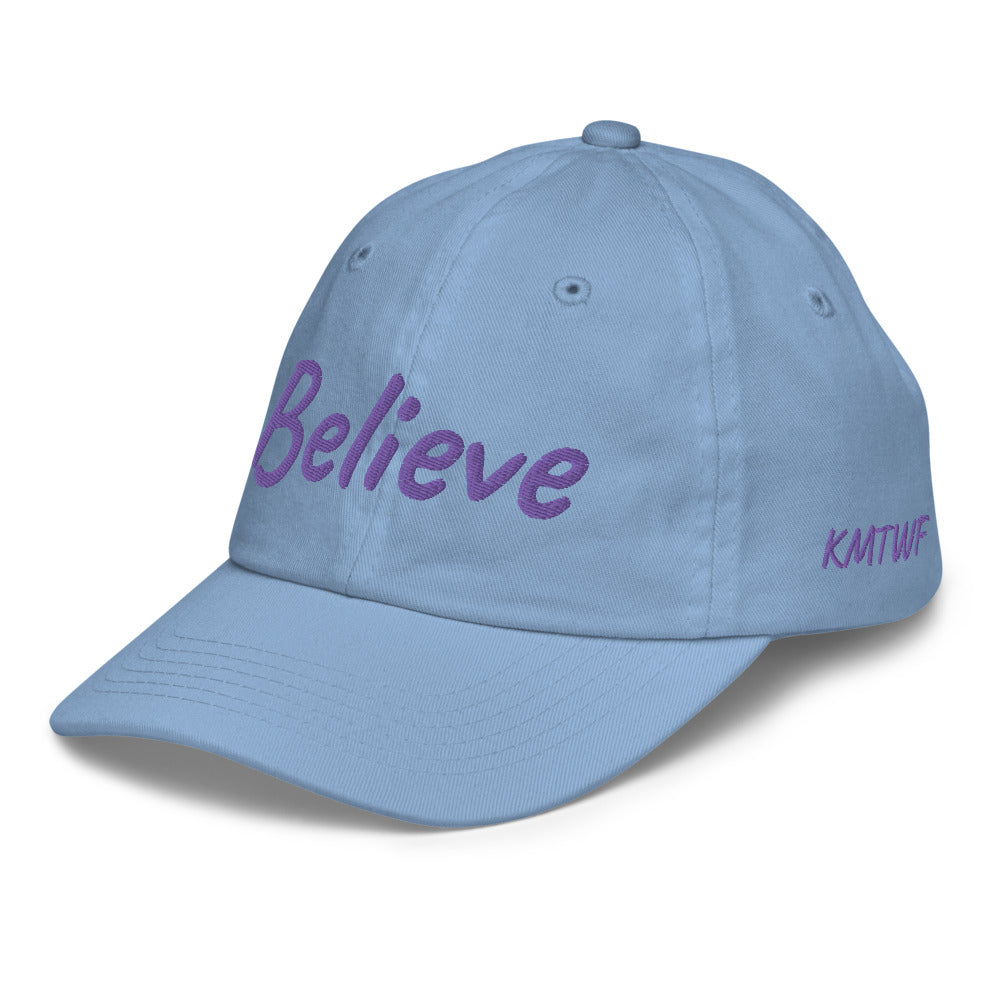 Believe In Amethyst Embroidery on Youth Baseball Cap