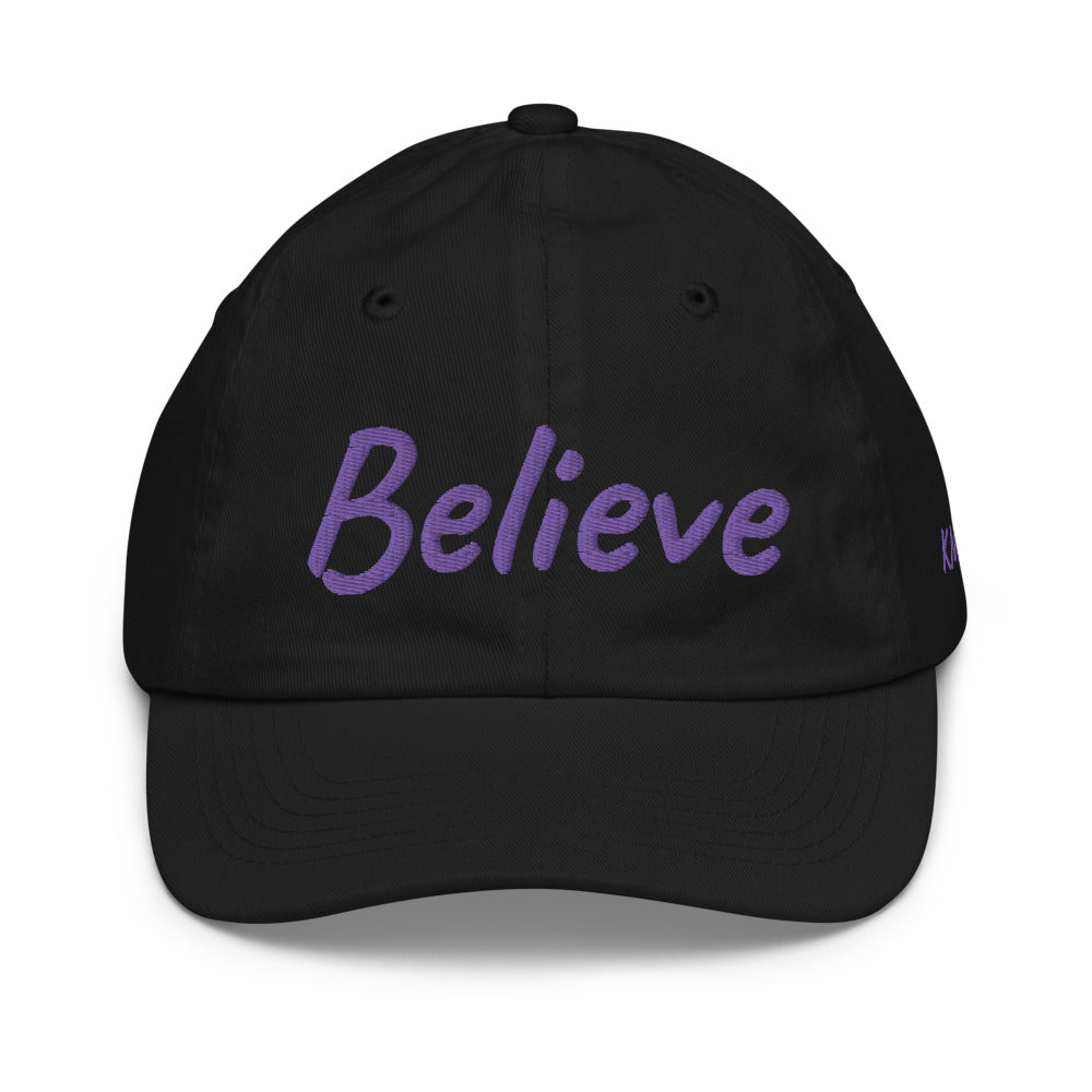 Believe In Amethyst Embroidery on Youth Baseball Cap