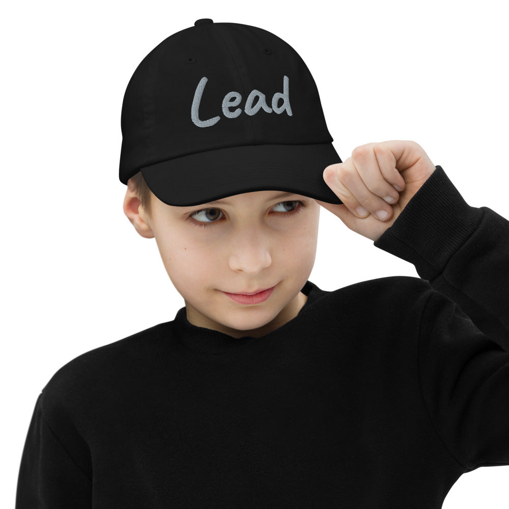 Lead In Silver Embroidery on Youth Baseball Cap