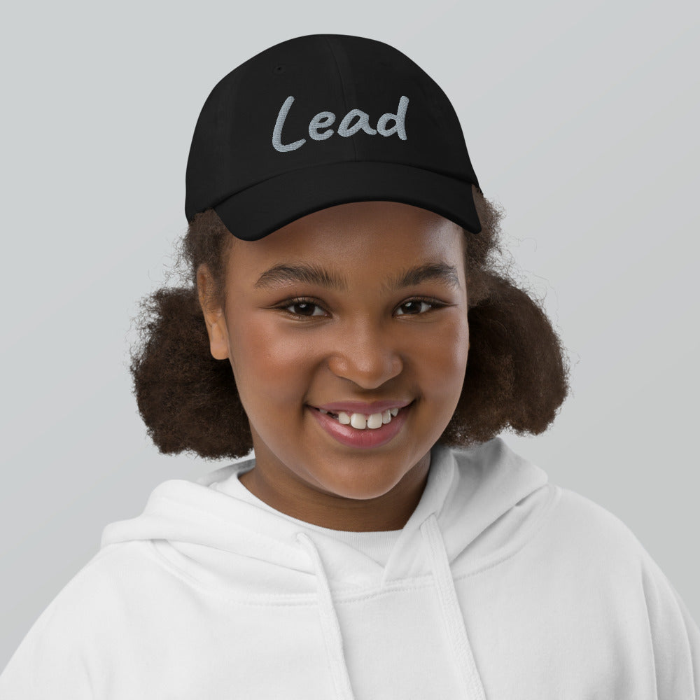 Lead In Silver Embroidery on Youth Baseball Cap