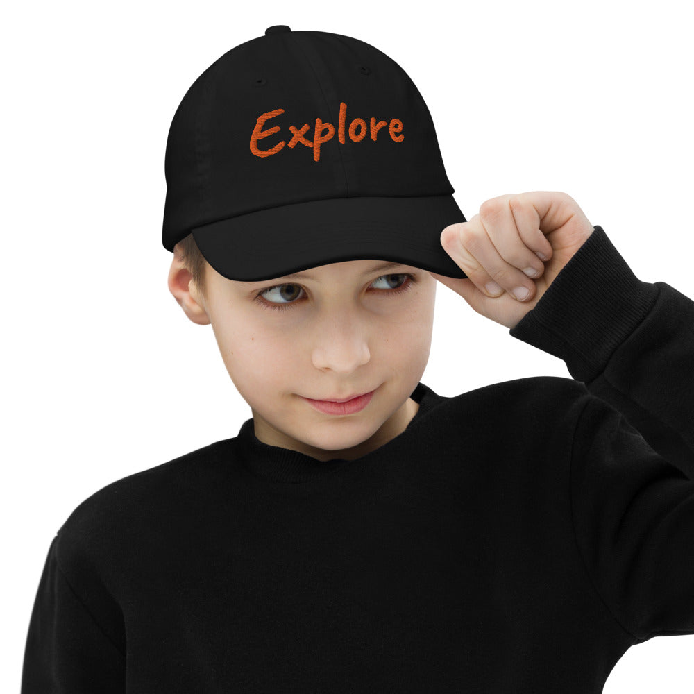 Explore In Amber Embroidery on Youth Baseball Cap