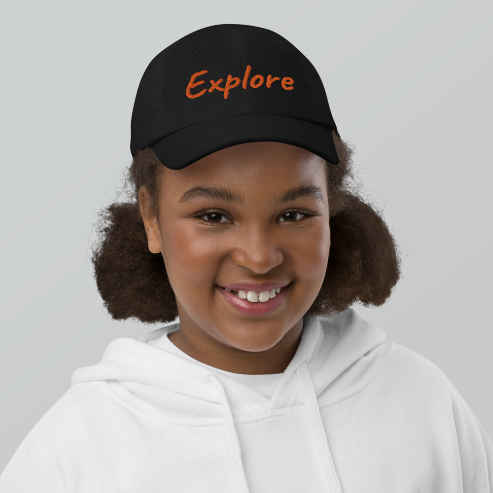 Explore In Amber Embroidery on Youth Baseball Cap