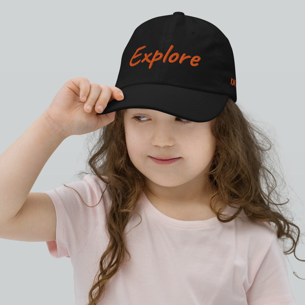 Explore In Amber Embroidery on Youth Baseball Cap