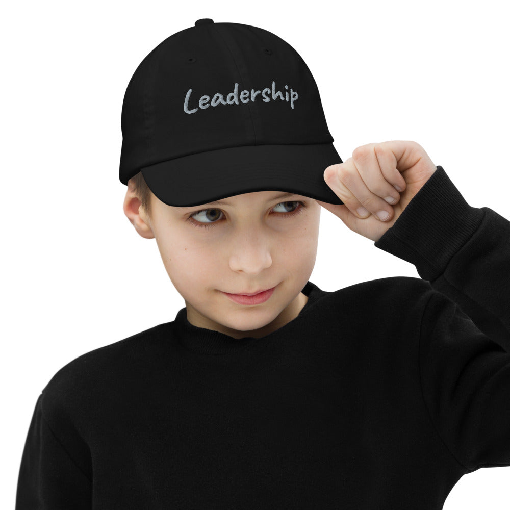 Leadership In Silver Embroidery on Youth Baseball Cap