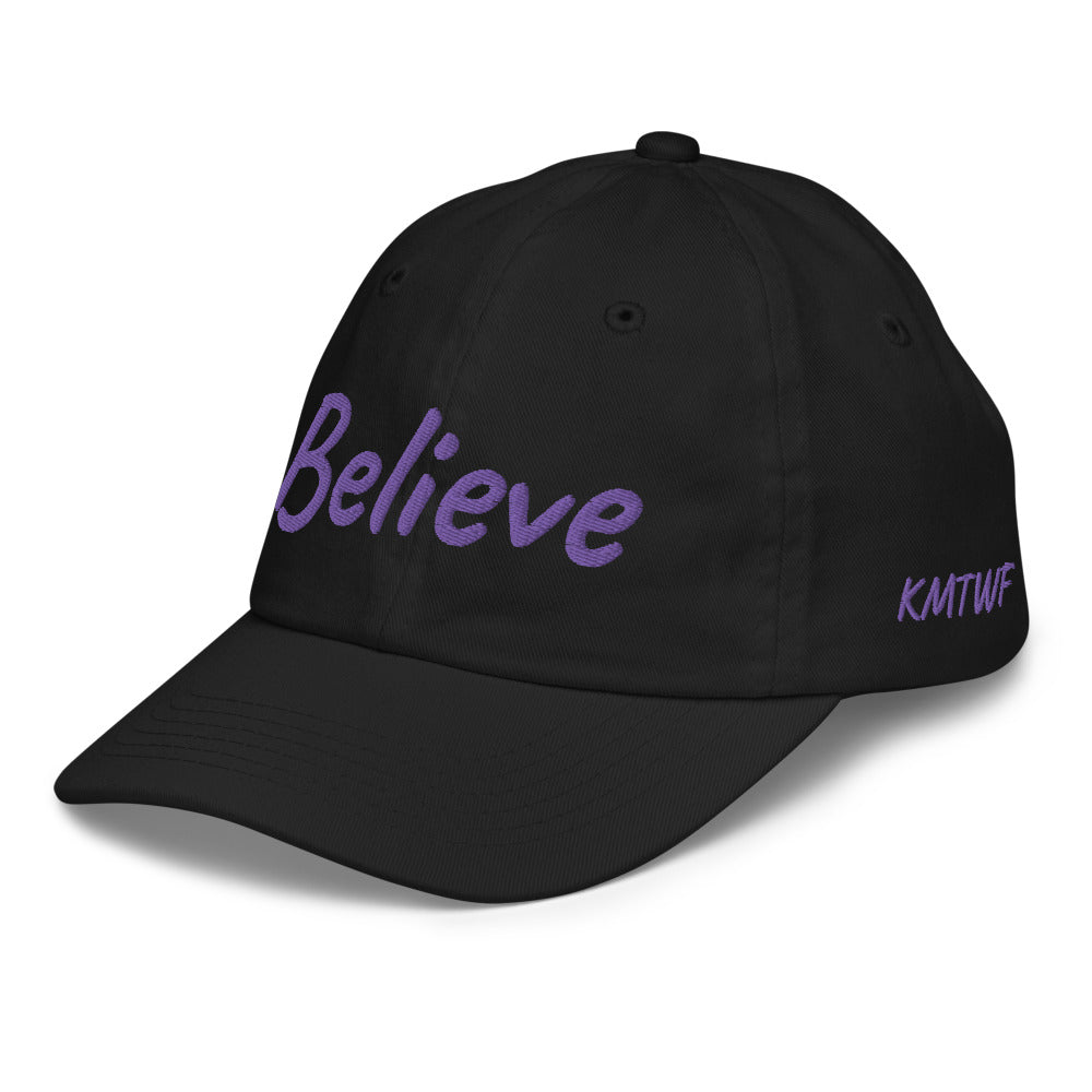 Believe In Amethyst Embroidery on Youth Baseball Cap