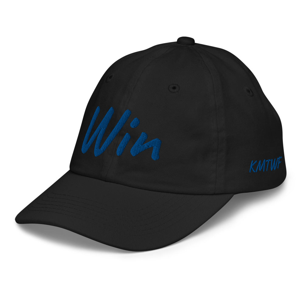 Win In Sapphire Embroidery on Youth Baseball Cap