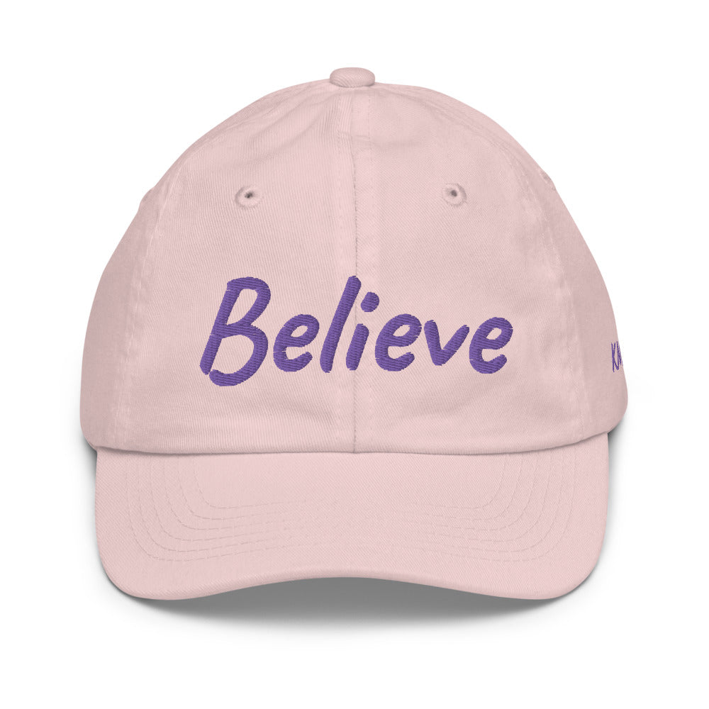 Believe In Amethyst Embroidery on Youth Baseball Cap