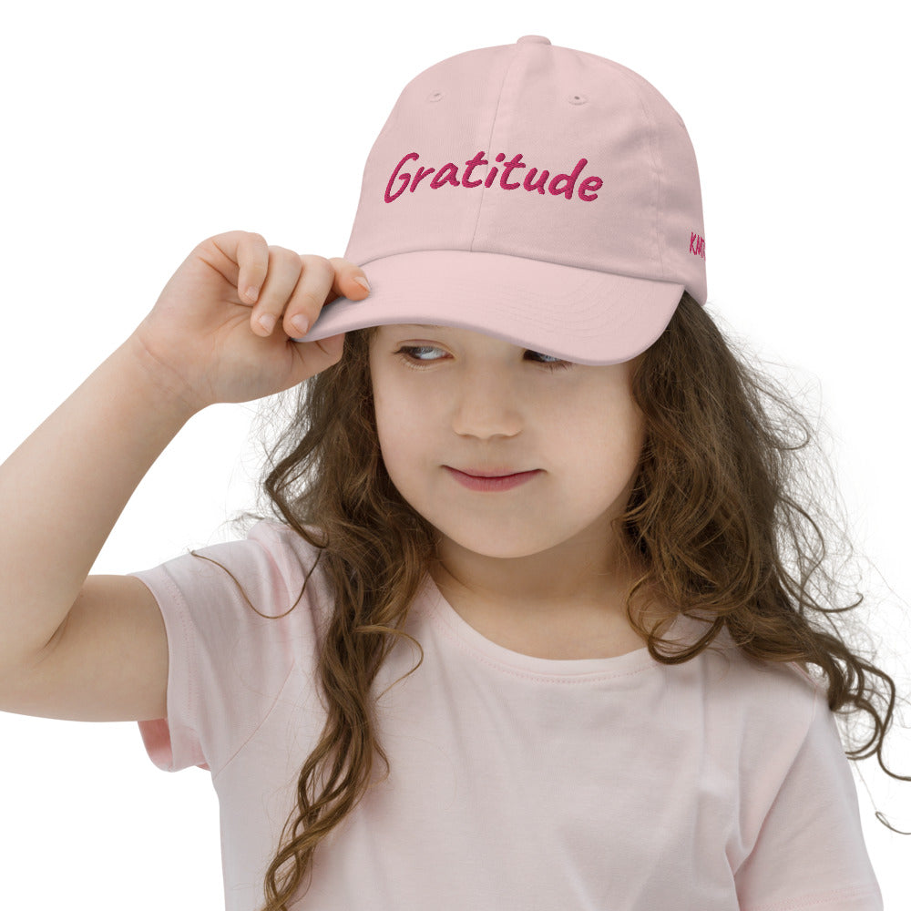 Gratitude In Star Rose Quartz Embroidery on Youth Baseball Cap