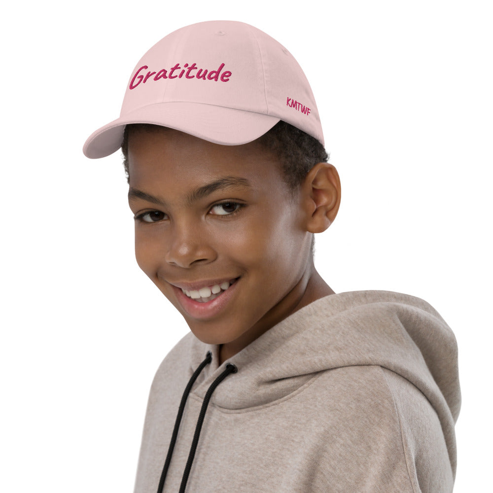 Gratitude In Star Rose Quartz Embroidery on Youth Baseball Cap