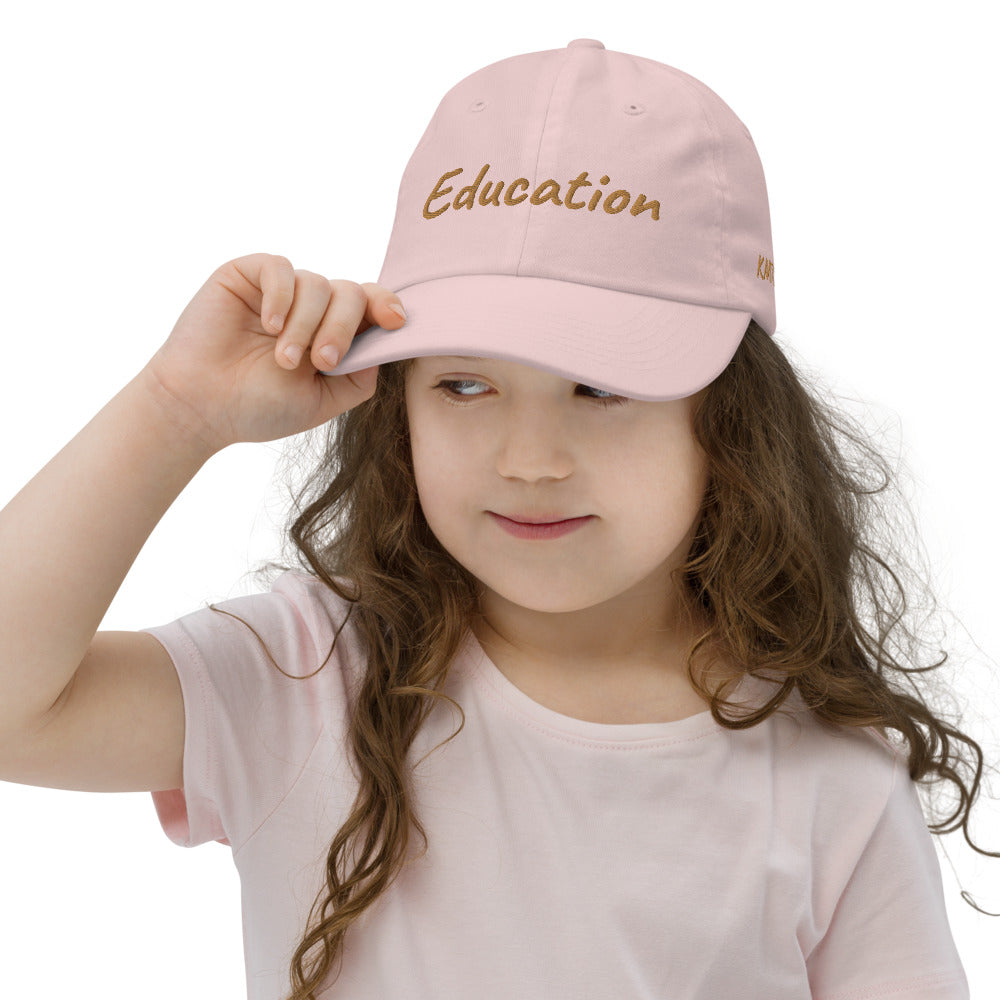 Education In Copper Embroidery on Youth Baseball Cap