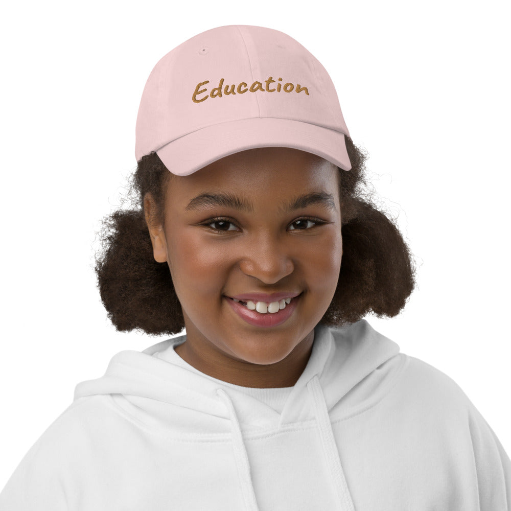 Education In Copper Embroidery on Youth Baseball Cap