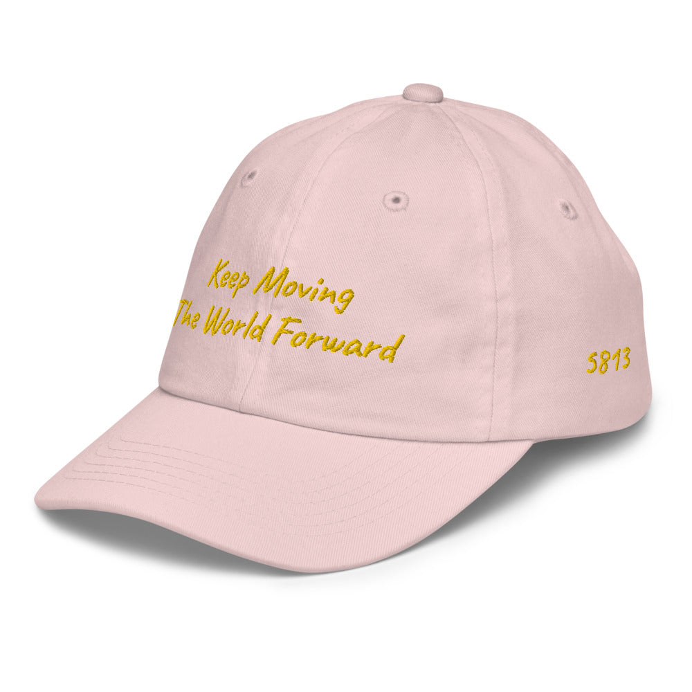 Keep Moving The World Forward In Gold Embroidery on Youth Baseball Cap